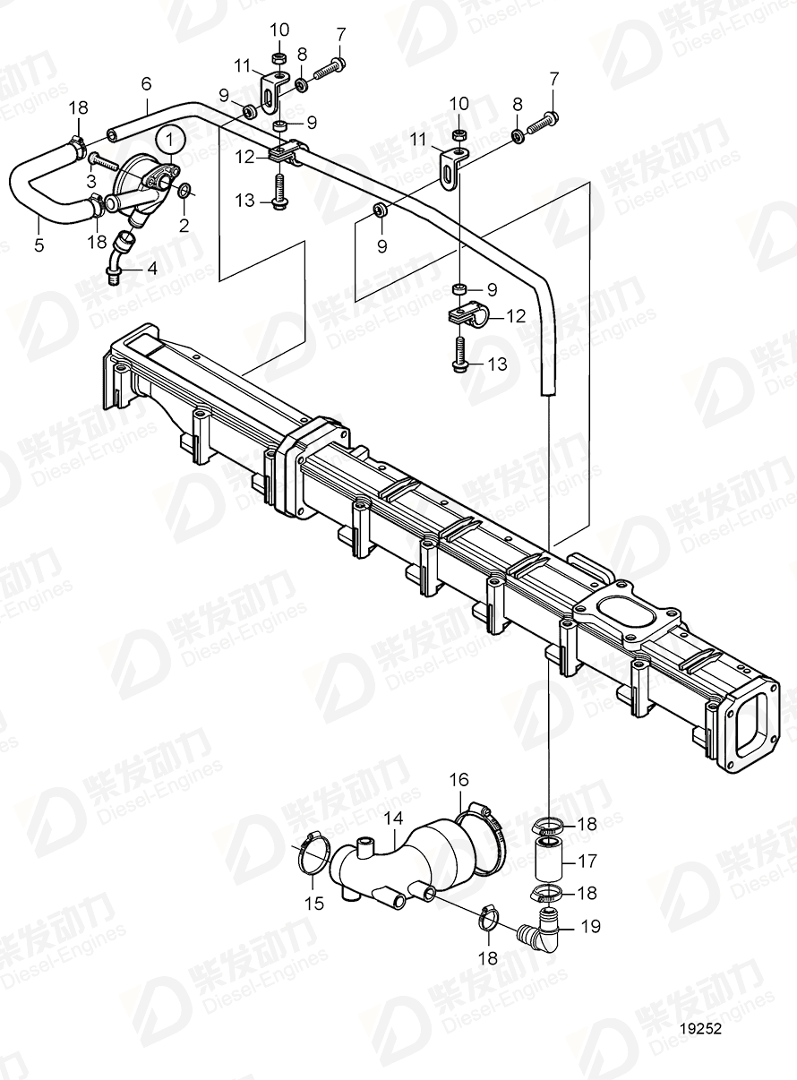 VOLVO Breather pipe, stage 1 20460393 Drawing VOLVO Breather pipe, stage 1 20460393 Drawing